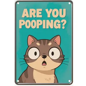 Modern Metal Tin Sign 8x12 Inch Bathroom Decor Poster with Animal Image Durable Rust Resistant Steel Design Pre Drilled Holes Easy Setup for Modern Bathrooms