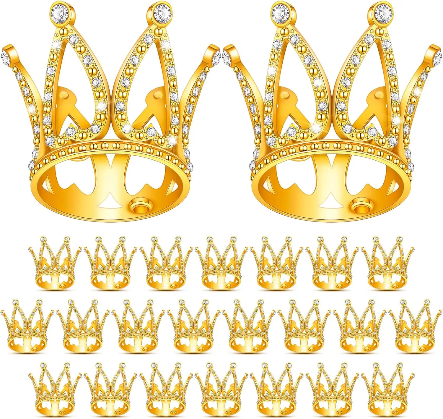 24 Pcs Crown Cake Topper Mini Baby Crown Tiny Queen Crown Small Princess Headpiece Cake Decoration for Women Lady Girl  Birthday Party (Silver)