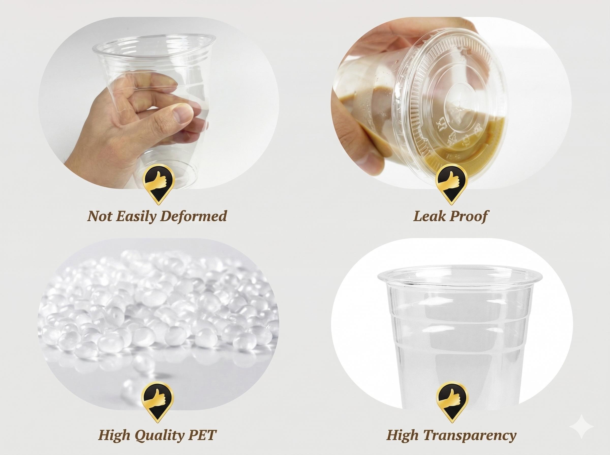 50 Pack 24 oz Clear Plastic Cups with Lids and Straws, Disposable PET Cups for Iced Coffee, Smoothie, Boba Tea, Leak-proof & BPA Free