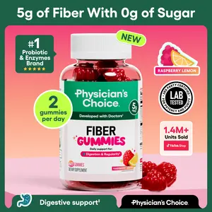 Physician’s Choice Fiber Gummies for Digestive Health & Regularity - Raspberry Lemon Flavor - No Sugar Added & Vegan - Daily Gummy for Adults Physician’s Choice Fiber Gummies for Digestive Health & Regularity - Raspberry Lemon Flavor - No Sugar Added & Vegan - Daily Gummy for Adults