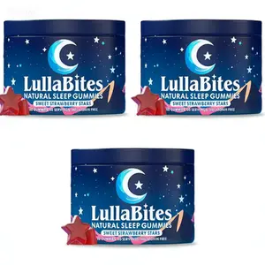 LullaBites Natural Sleep Gummies - Melatonin-Free, Sweet Strawberry Stars Flavor - 30 Servings Sleep Supplement