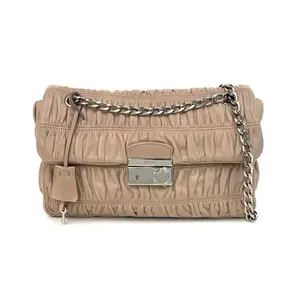 Pre-owned PRADA Nappa Crossbody Bags Gaufre Flap Chain Beige LNL0406