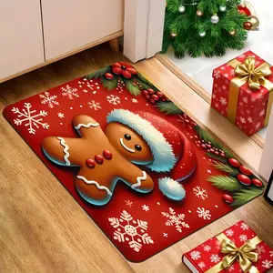 Christmas Decoration with Santa Hat and Snowflake Pattern, Extra Large Doormat Mat - Machine Washable, Suitable for Living Room, Bedroom, Kitchen, Office, Indoor & Outdoor Entryway, Holiday House Decor