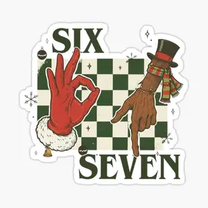 Six Seven Christmas Stickers, Trending Meme 67 Stickers, Humor Meme Vinyl Decal, Laptop Water Bottle Stickers