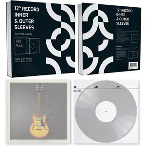 50x Inner & 50x Outer Protective Sleeves for Vinyl & Records Cover Art - Blocks , Static, Dust,  - Acid-Free, Smooth Slide - Fits Single Double Gatefold LP Sleeve