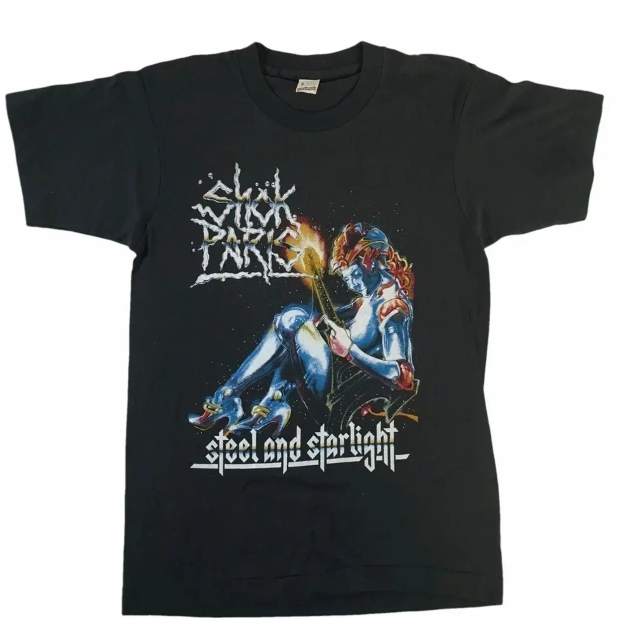 Vintage Shok Paris 'Steel And Starlight' Unisex Black T-Shirt QW774 I