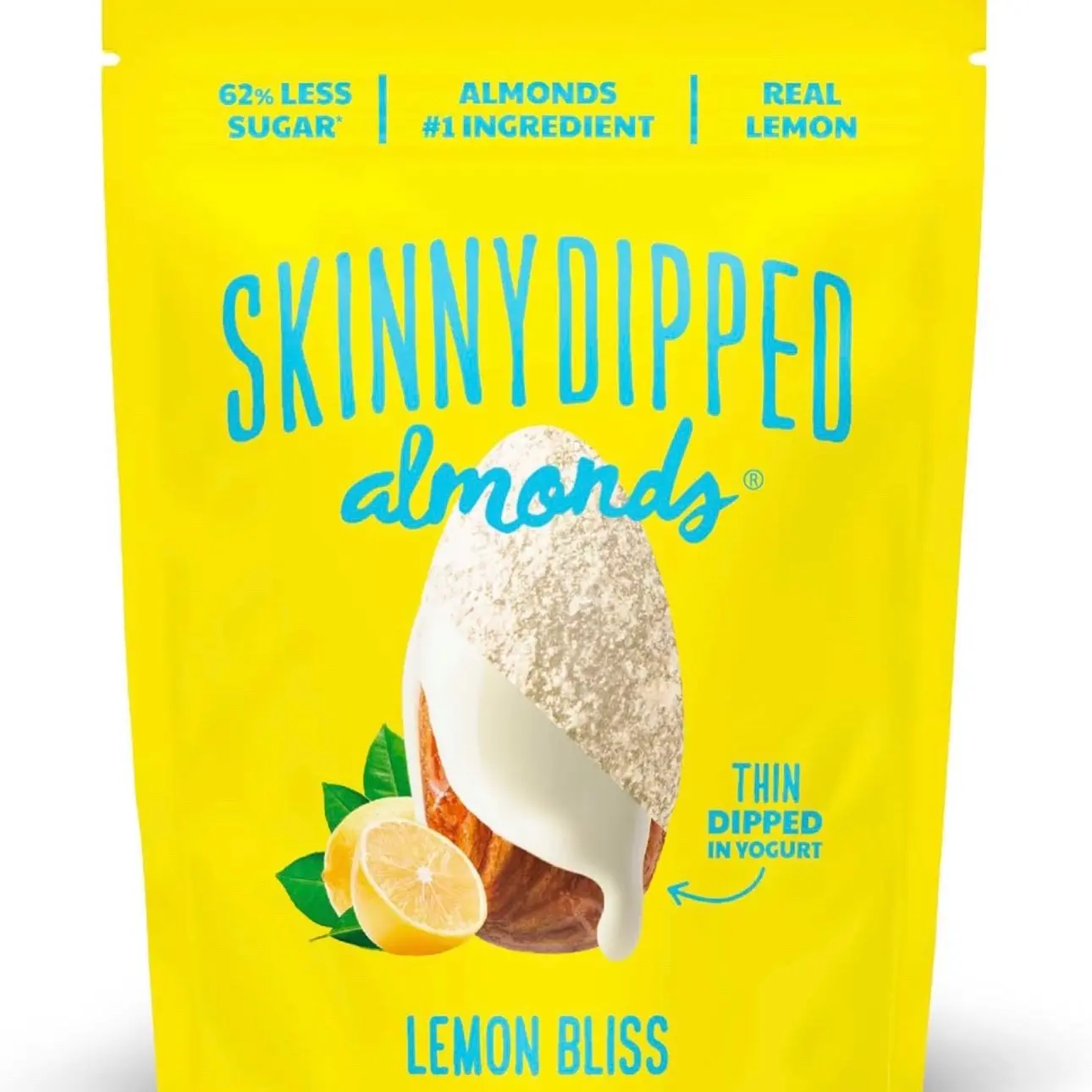SkinnyDipped Lemon Bliss Yogurt Covered Almonds, Healthy Snack, Plant Protein, Gluten Free, 1lb Bulk Bag (Pack of 1)