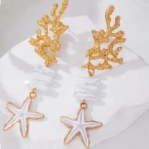 CORAL STARFISH EARRINGS