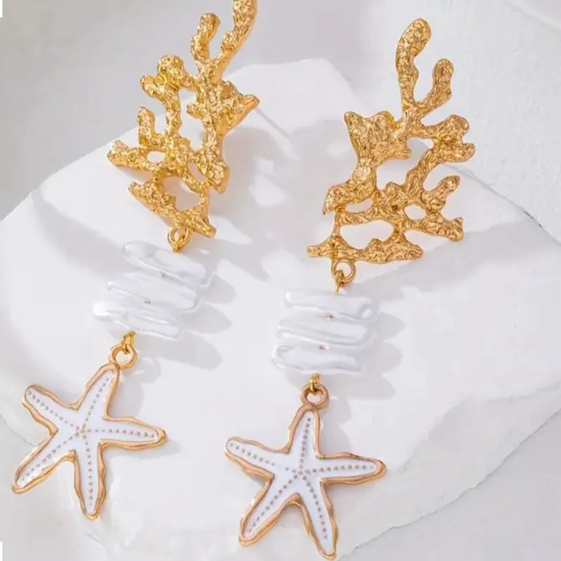 CORAL STARFISH EARRINGS