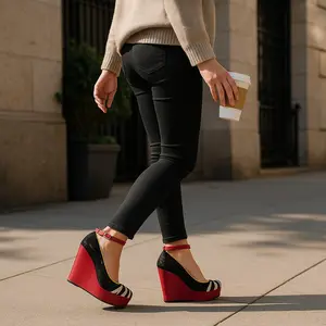Boss Women's Red & Black Wedge Heels - Stylish Platform Pumps for Casual & Formal Wear