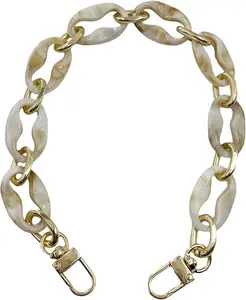 15.7 inch Purse Chain Strap Replacement  Purse Handle Stylish Bag Charms Chain Handbag Accessories DIY Craft(Light Brown and Beige)