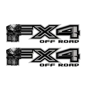 FX4 Off Road Skull Decal Replacement Sticker F 150 Bedside / Gray