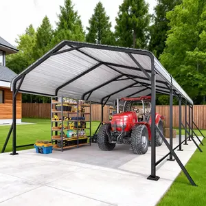 13X26 ft Heavy Duty Carport With Extra Support Pole, Metal Carport With UV Protection, Waterproof Performance, Wind Resistance, Car Canopy Outdoor For Cars, Boats, Pickup Truck, Tractor