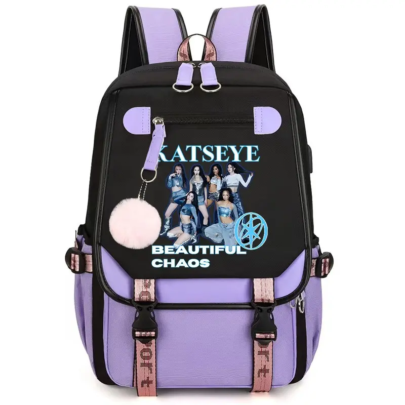 Korean Pop Style Printed Backpack, Fashion Student Laptop Bookbag, Large Capacity School Backpack, Casual Travel Daypack for Girls, College & Daily Backpack