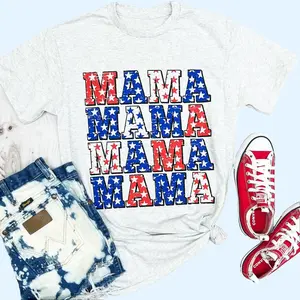Patriotic Mama USA Flag Graphic T-Shirt