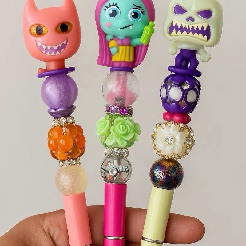 Beaded pens with character toppers