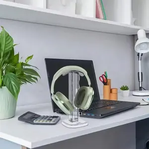 Transparent Acrylic Gaming Headset Stand, Anti-Slip Stable Design, Detachable, Storage Display Rack, Earphone Holder, Ps Game Console Base & Stand