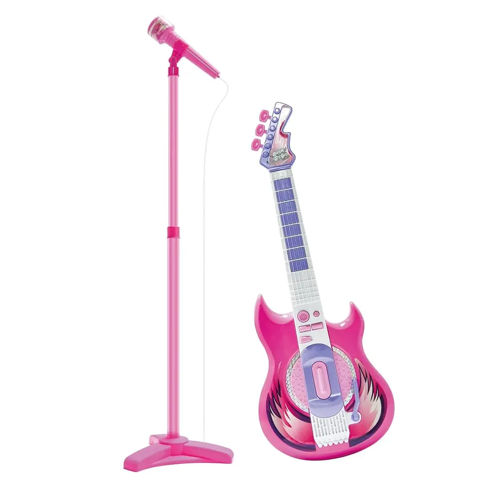 Contixo TG4 Kids Musical Guitar and Microphone Set with Adjustable Stand, Purple Electric Starter Guitar Karaoke Toy for Girls, Boys, and Toddlers