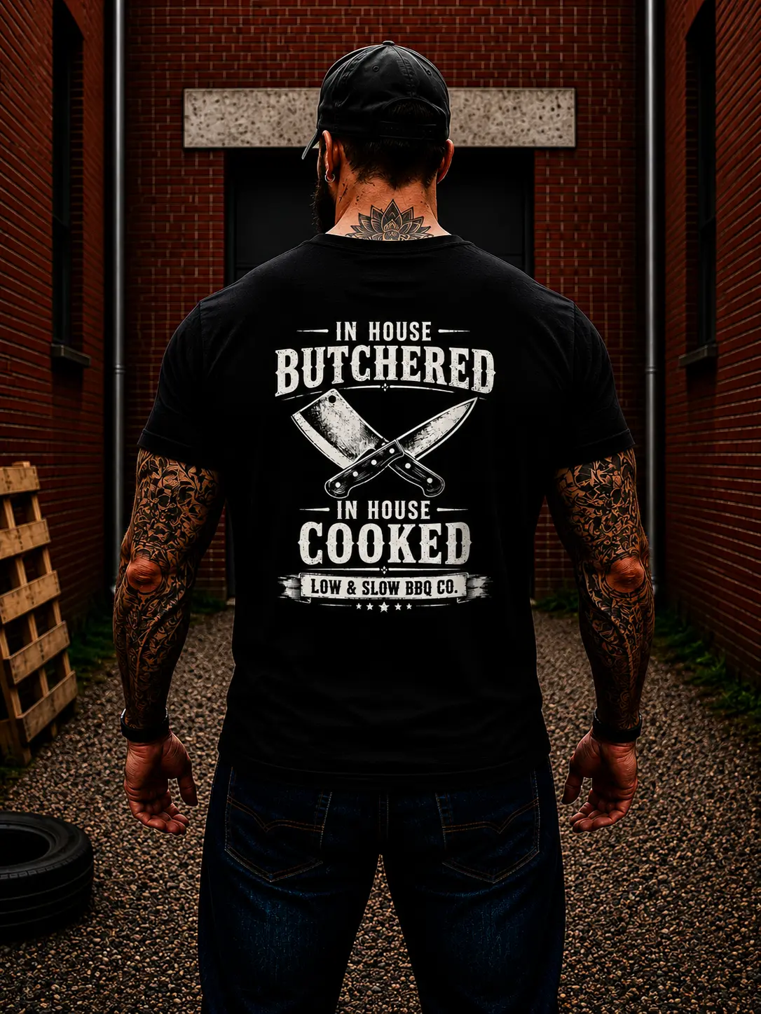 In House Butchered In House Cooked BBQ Shirt Pitmaster Graphic Tee Low And Slow Barbecue Grill Master Shirt For Men