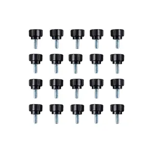 Knurled Clamping Knobs,Zinc Plated Carbon Steel Male Thread Thumb Screw on Type Plastic Round Head Threaded Hand Bolt Stud Knobs  (Metric,Black )