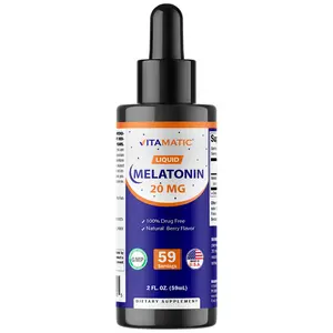 Vitamatic Melatonin 20mg Liquid Drops - 2 Fluid Ounce (59ml) - Natural Berry Flavor - for Adults - Non-GMO - Vegetarian Supplement Edible Dietary