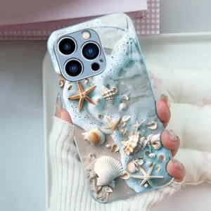 Summer Beach Vibe: Seashell & Starfish Phone Case — Shockproof Glossy Cover for 【iPhone 14 Pro Max】666