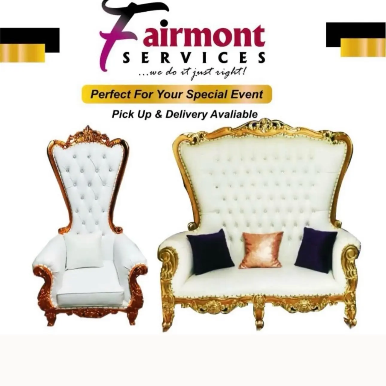 Contact us for your Event Decor - Table Covers, Chair Covers, Backdrops, Table Runners, Canopy, King & Queen Thrones, and More!