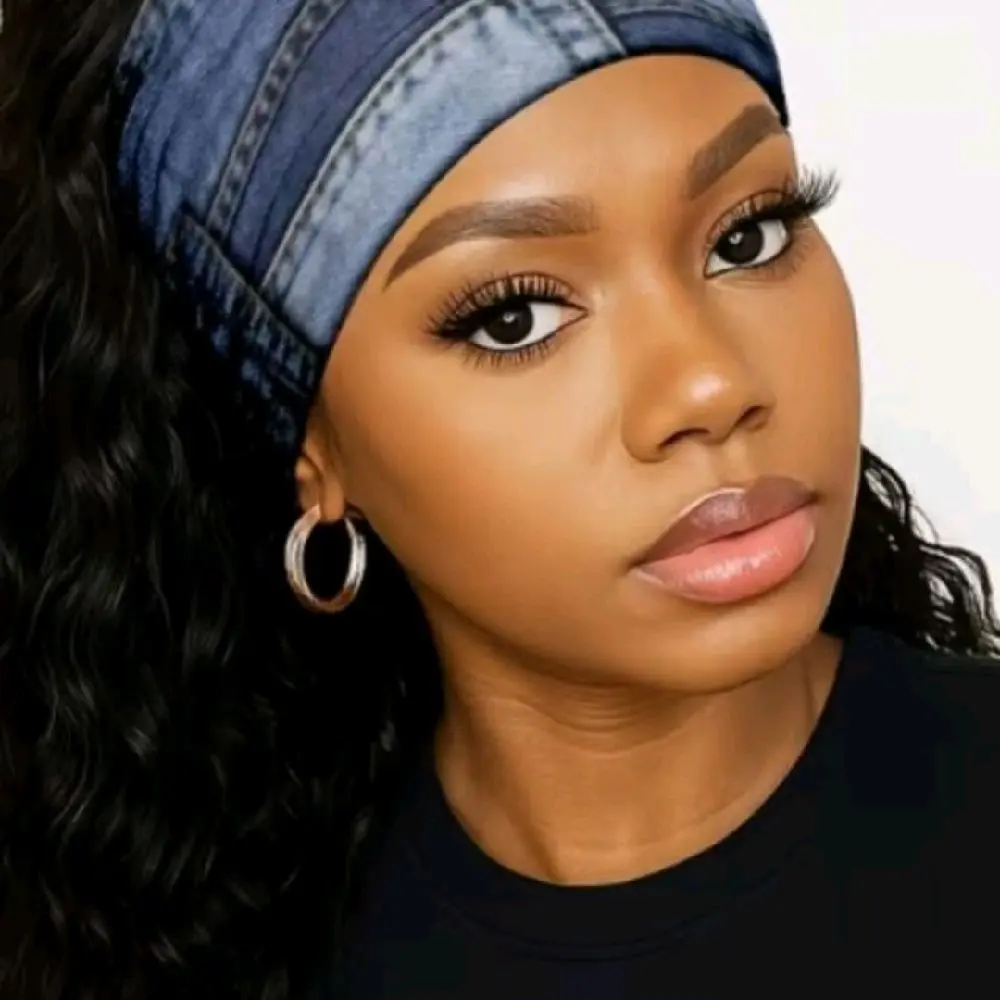 Adjustable Denim-Texture Elastic Headband – Flat 2D Design Hair Accessory for Women