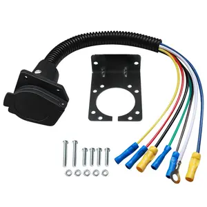 7 Pin Trailer Connector with Bracket Trailer Extension Harness Plug Multi-Function 7 Way Female End Trailer Socket for Trailers Campers Outdoor Activities