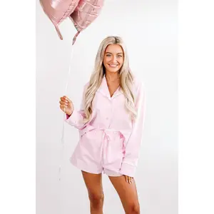 Seersucker Embroidered Pajama Set
