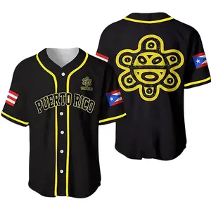Taino Sun Puerto Rico Personalized Baseball Jersey, Custom Name Button Down Shirt, Unisex Boricua Baseball Top, PR Pride Gift #Baseball