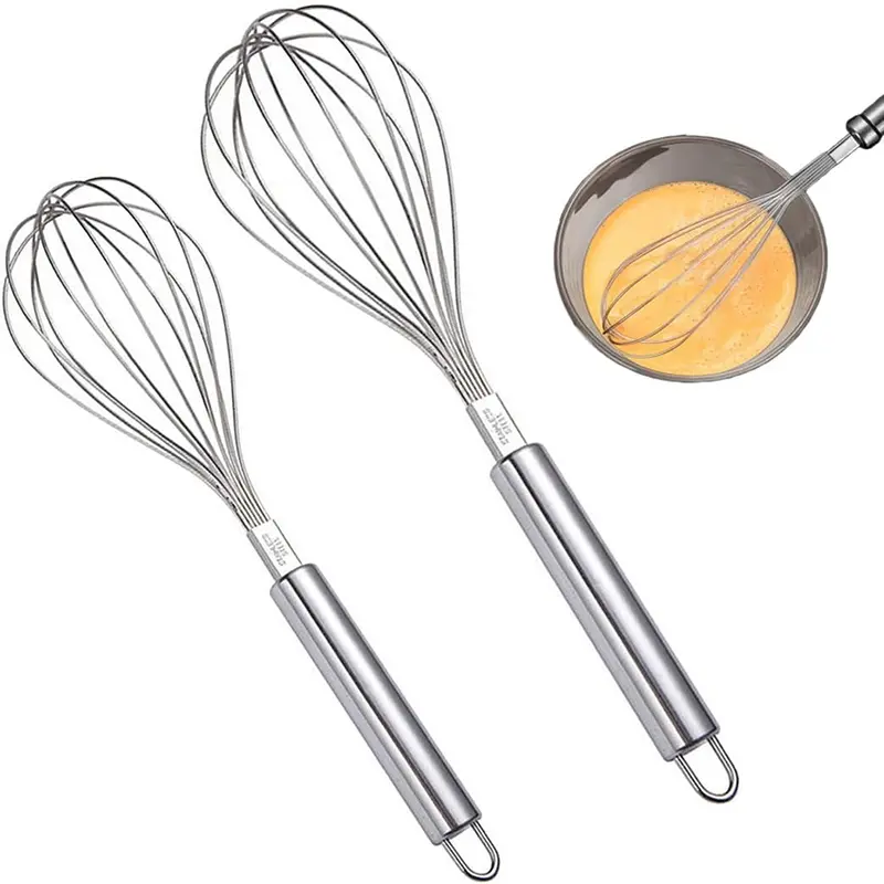 Cooking egg beater, 3-piece manual egg beater set, metal egg beater set, suitable for mixing, stirring, whisking, frothing, and stirring - easy to use and clean (11.8, 10.8, 10 inches) cupcake