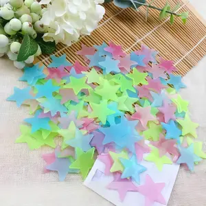 2Pcs Colorful Glow in The Dark Luminous Stars Fluorescent Noctilucent Plastic Wall Stickers Murals Decals Kids' and Baby for Home Art Decor Kids Bedroom Room Decorations, Multicolor