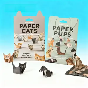 New DIY Paper Cats Dogs Folding Animal Origami Kit, Creative 3D Handmade Cat Model Cute Printed Animal Art Decoration Set, Non-Toxic Paper Craft, Perfect Valentine's Day & Easter Gift, Kids' Exchange Gift, Classroom Swap, Party Favor Exchange