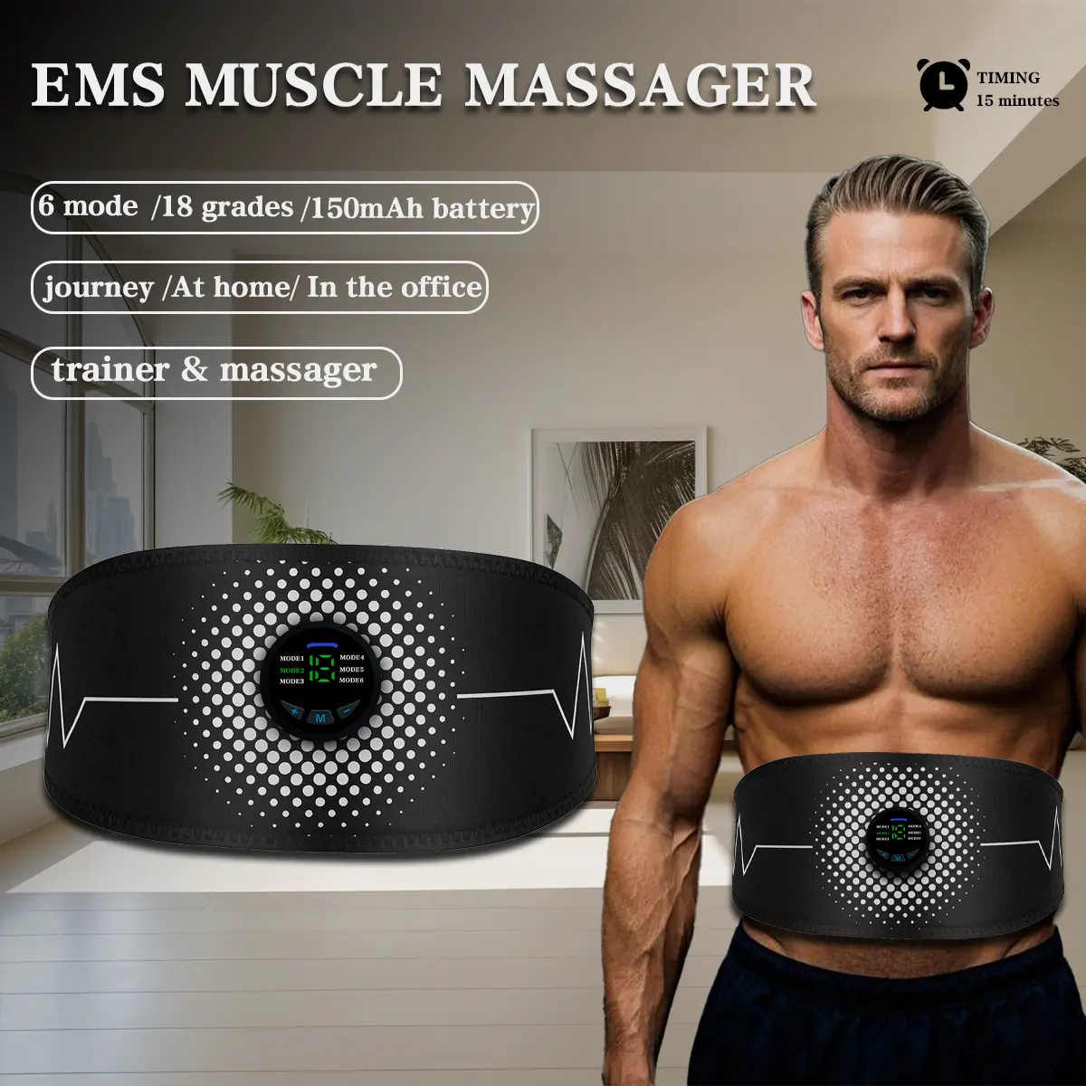 WOFLEND EMS Muscle Massager 6 Mode 18 Grades 150mAh Battery Journey At Home In The Office Trainer & Massager