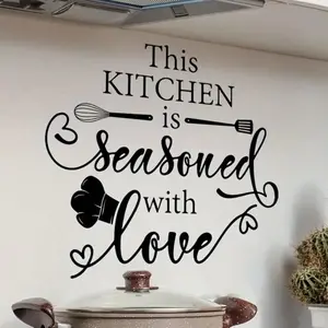 1pc Inspirational Kitchen Quote Wall Sticker - Wall Stickers for Home Decoration, Removable Waterproof Vinyl, 11.81*23.62in, Suitable for Kitchen Decor, Full of Love Theme