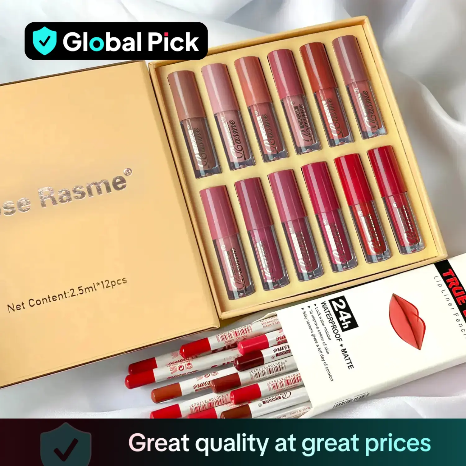 Lip Makeup Set, 12pcs Matte Liquid Lipstick & 12pcs Lip Liner, Matte Lipstick, Lip Stain Kit, Non-stick Cup Matte Lips Gloss, Back To School, Lip Kit