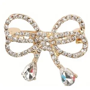 Exquisite Sparkly Bow Brooch Women Dress Pin Party Accessory Gift