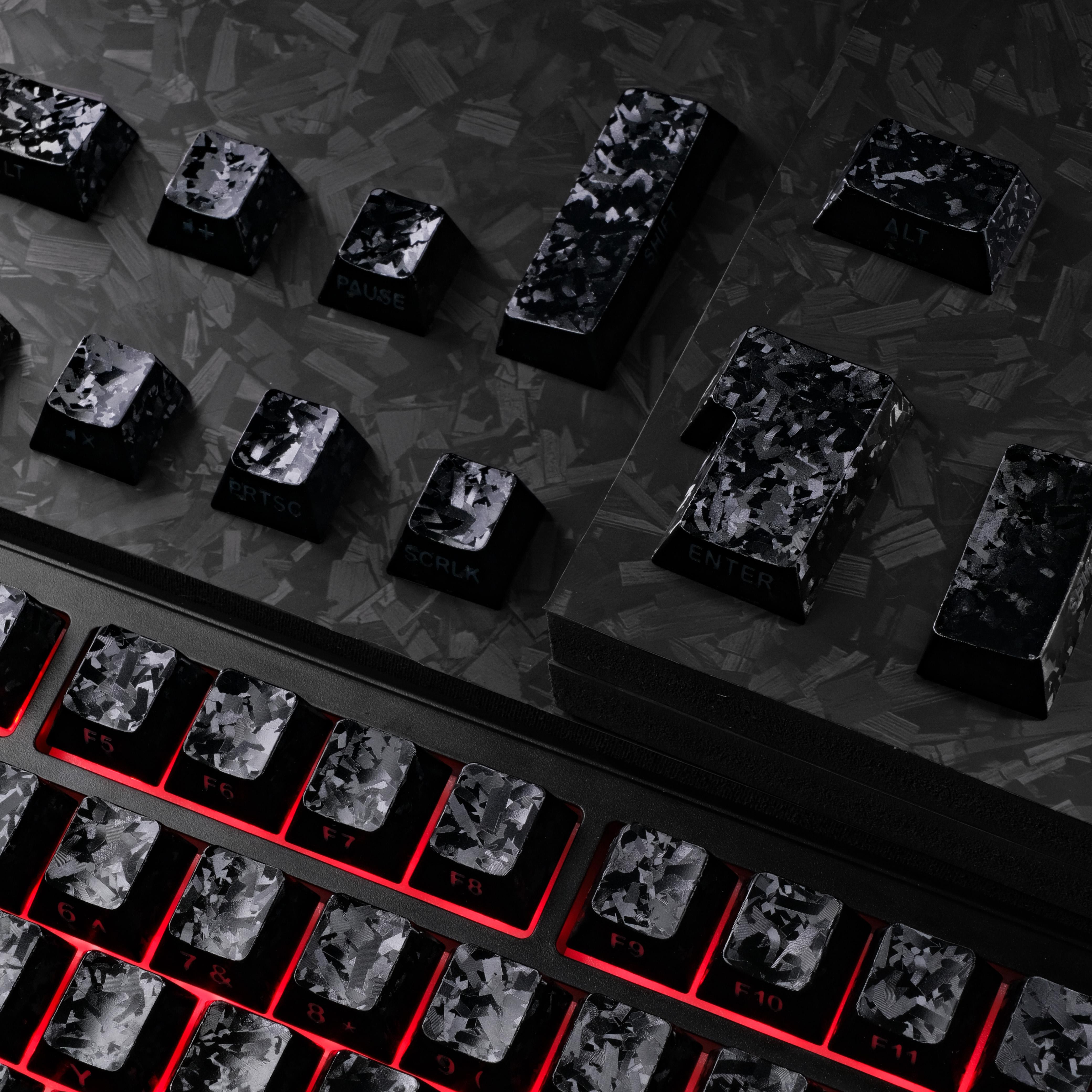 Dig Aura Forged Carbon-Look Cherry Profile Keycaps Set 142-key keycap set（only keycap, not include a keyboard）