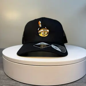 Yaqui De Obregon Hat - Black Trucker Cap with Adjustable Back and Logo Design