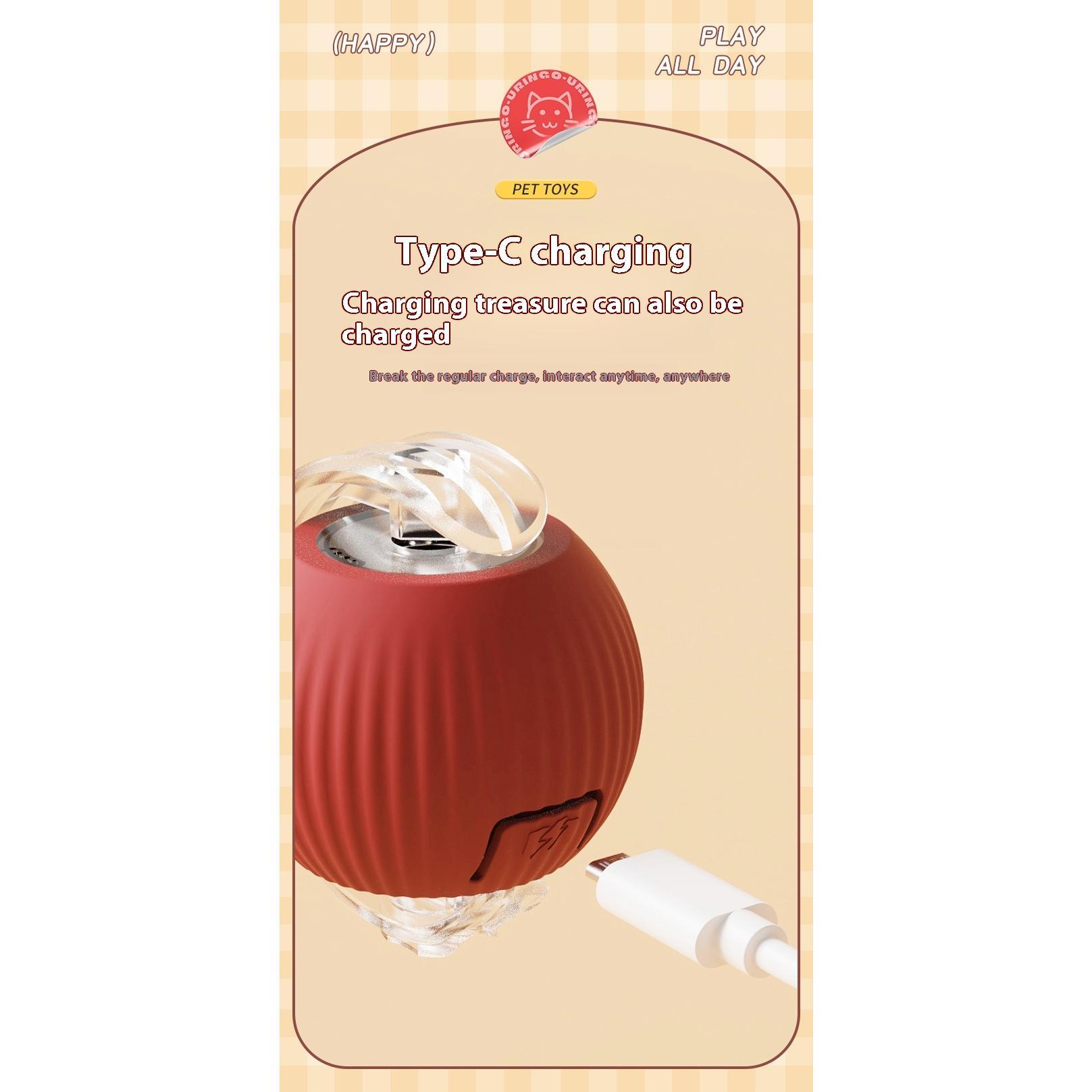 2Pcs Cat Interactive Ball Toys Automatic Rolling Ball Faux Tail Rechargeable Smart Pet Electric Toy Cat Training Imitate Mouse