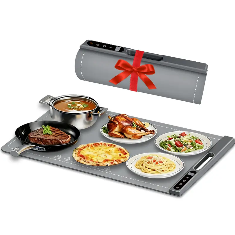 Food Warming Mat with Heat-Resistant Pad, 6 Temperature & 6 Timer Settings, Child Lock Safety, Electric Warming Tray for Gatherings,Parties,Everyday Use