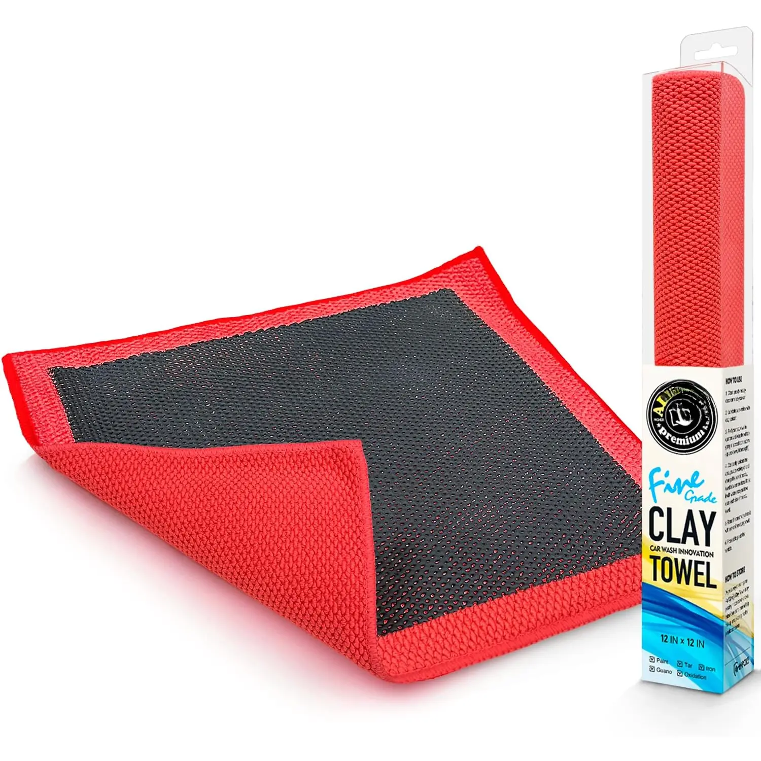 Clay Decontamination Towel - Professional Detail Products - Proven Cleaning & Release of  Contaminants; Increase Wax & Sealant Bond; Enhance  Gloss & Color; Fine Grade (12x12inches)