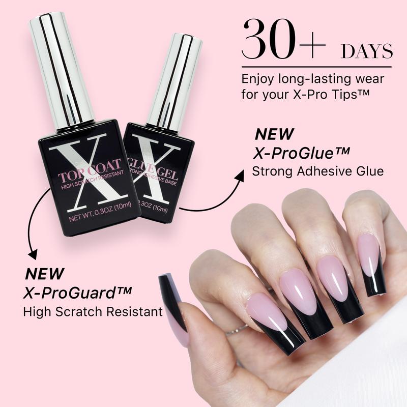 SXC Cosmetics X-Pro Tips French Tip Press On Nails - French Black Edition Starter Kit
