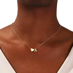 Personalized Initial Tag Necklace for Women - Dainty Gold Heart Letter A&M Pendant - Perfect Birthday Anniversary Christmas Gift Jewelry