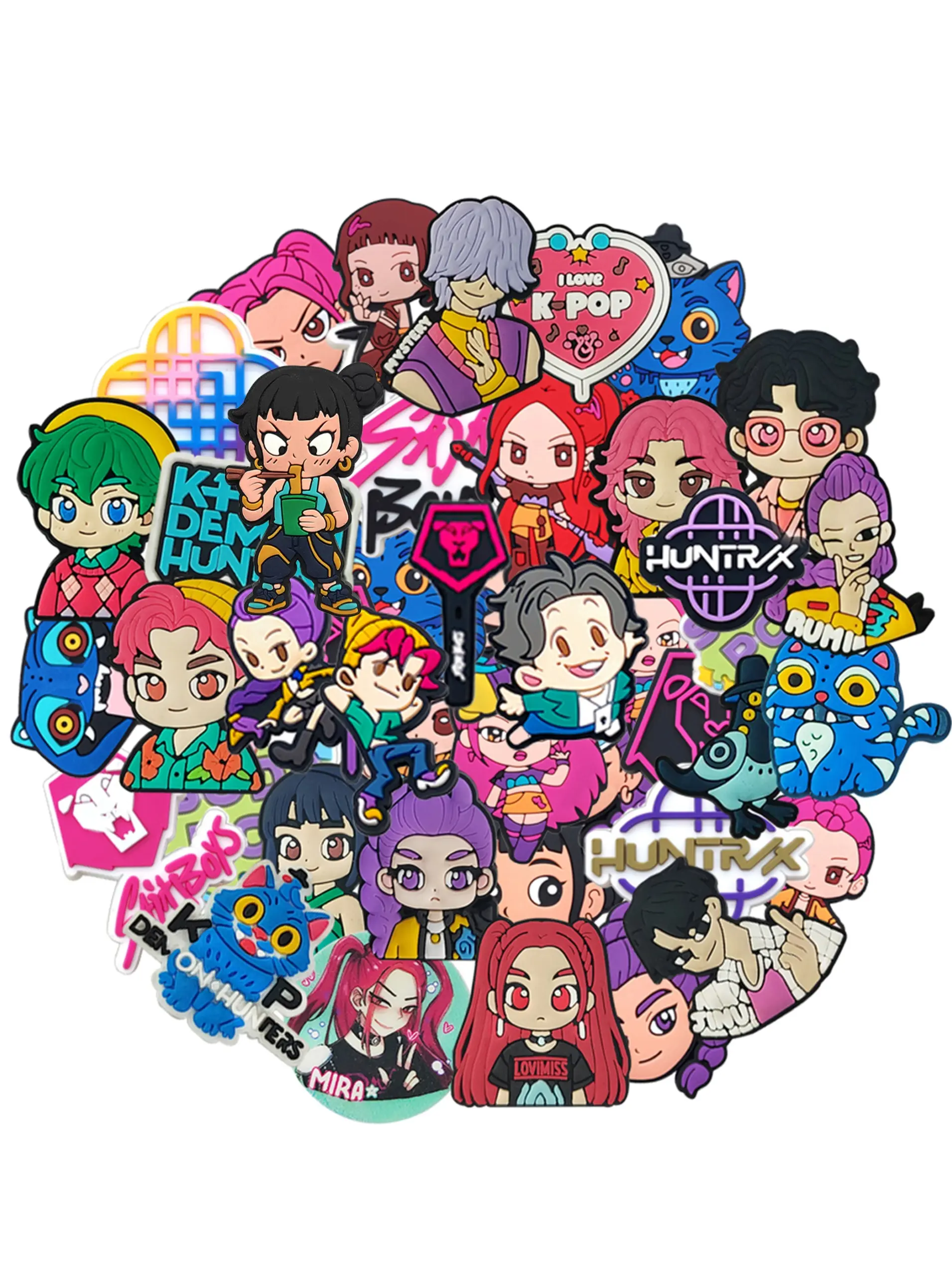 Random 30-100pcs Korean Music Devil Hunter PVC Shoe Accessories, Shoe Decoration, Charm Accessory, Shoe Charms, Unique Fashion Gift, Fun Pattern DIY Accessories, Multifunctional Detachable Shoes