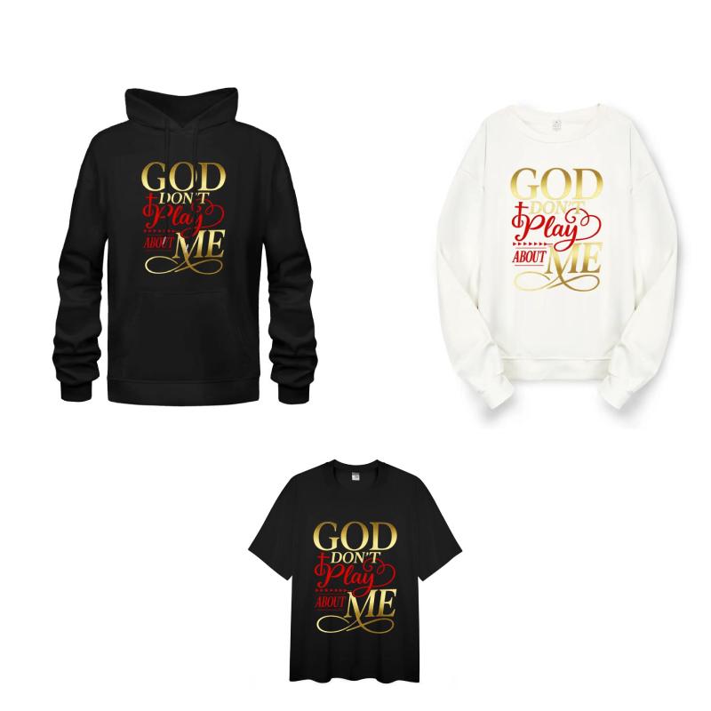 Cotton Tops "God Don't Play About Me" Inspirational Faith Sweatshirt T-Shirt Hoodie Christ Christian Tops for Men Women Unisex