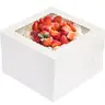 Disposable Sturdy Bakeware Cake Boxes - 10x10x8in White Rectangle Square Bakery Window Containers, Tall Capacity Wavy Top Moisture-Safe Cardboard for Home Baking Supplies, Utensils, Baby Showers