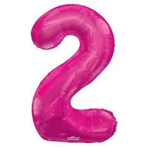 Number 2 Hot Pink Foil Balloon 14" in each. 35029-14