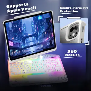 NAIDUN Latest 360 Swivel Keyboard with tranparent case for iPad Tablet Accessories ipad case tablet wireless
